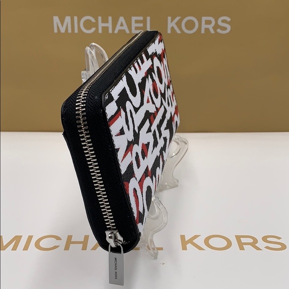 MICHAEL KORS COOPER TECH ZIP AROUND BLACK/MNDRINE - Picture 7 of 16